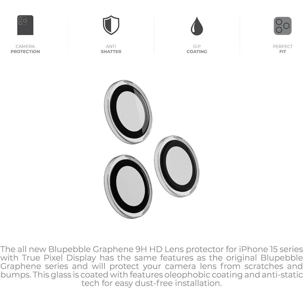 Bluepebble Graphene Camera Glass Lens Protection Clear for Apple  Iphone 15 Pro/15 Pro Max - Image 5