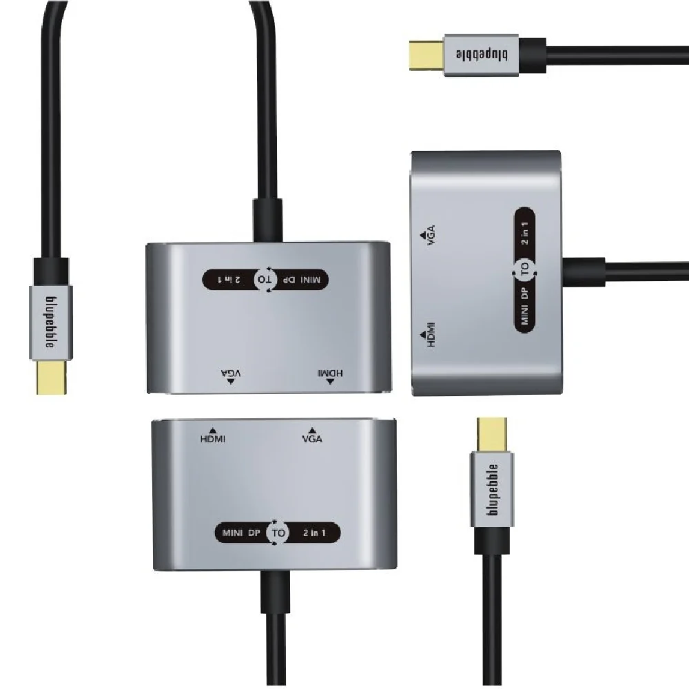 Blupebble 2-In-1 Mini Displayport To Hdmi +Vga Adapter Grey - Image 5
