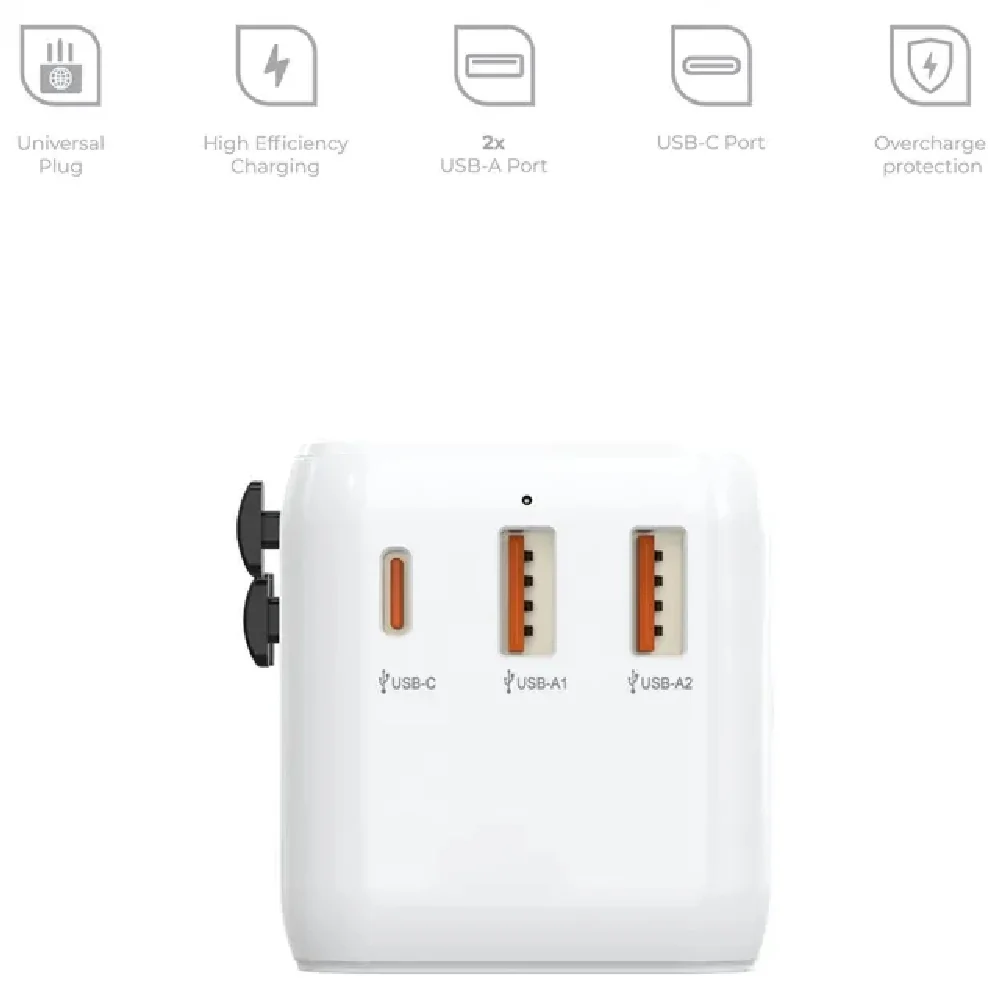 Blupebble Passport 3.1 World Travel Adapter White - Image 2