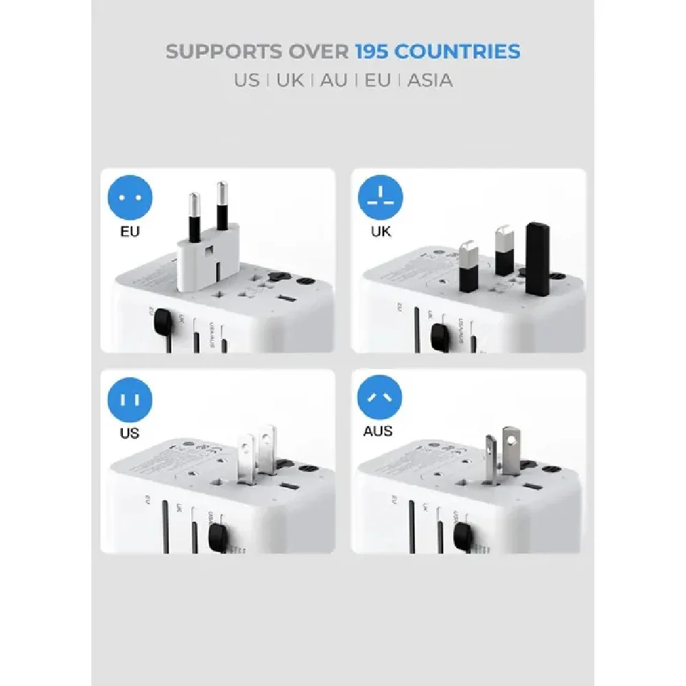 Blupebble Passport 3.1 World Travel Adapter White - Image 3