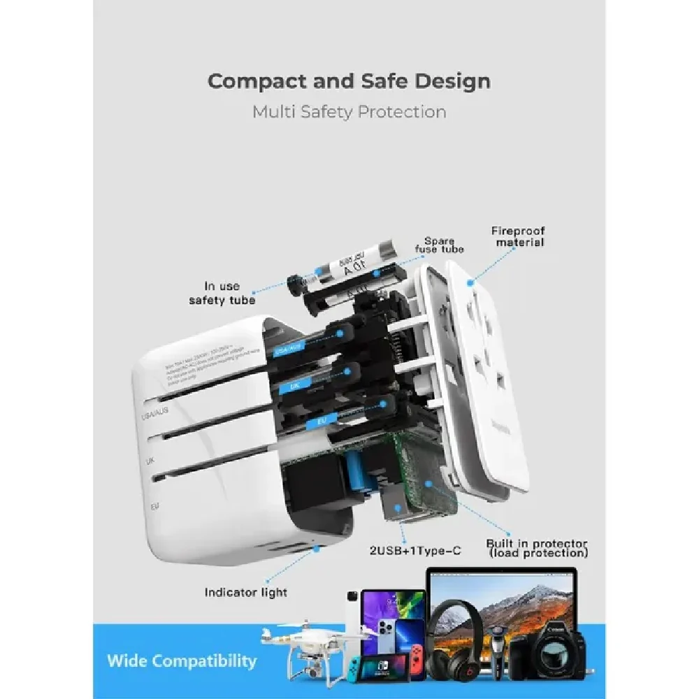 Blupebble Passport 3.1 World Travel Adapter White - Image 5