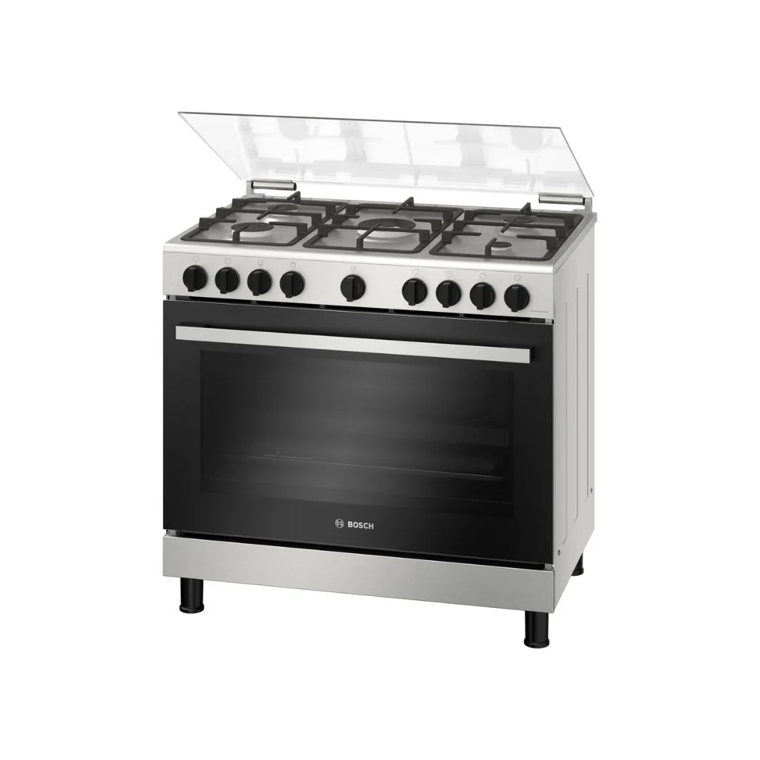 BOSCH Series 2 90cm Full Gas Cooker with Oven, HGV1E8Y50M, Stainless steel