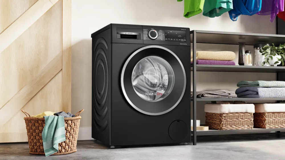 BOSCH Series 4, 9/5 KG Washer & Dryer, 1400 RPM, ECO Silence Drive Motor, Auto Dry Option, Super 60 mins Wash & Dry, 15 Mins Quick, Black Finish, WNA2440ZGC - Image 4