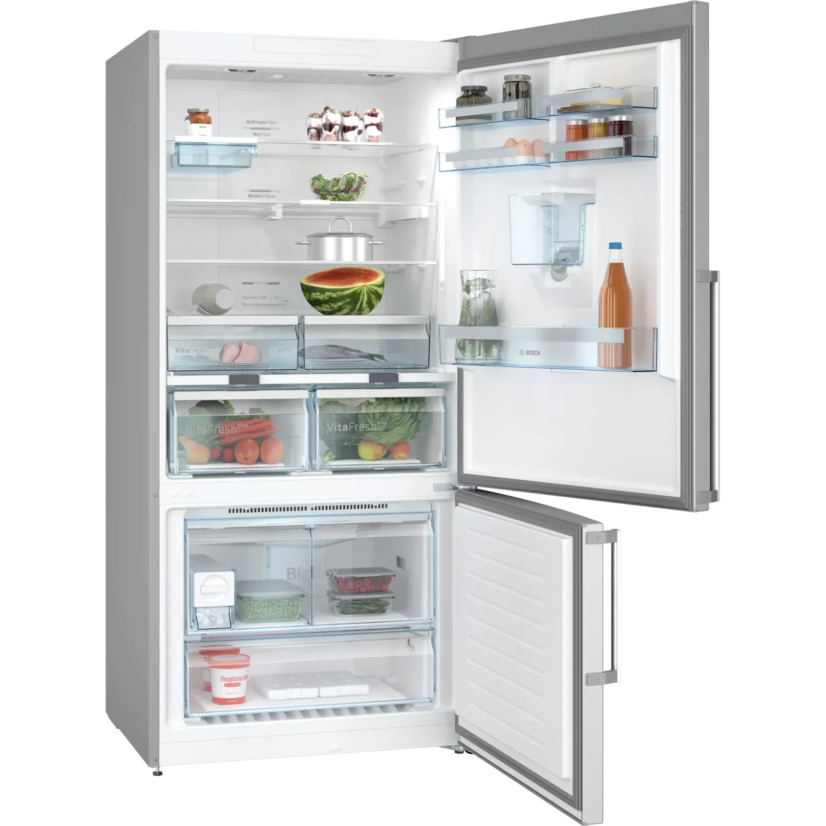 Bosch Series 6 Free-Standing Bottom Freezer Refrigerator, Total No Frost, 619L, Water Dispenser, Stainless Steel, KGD86AI31M - Image 2