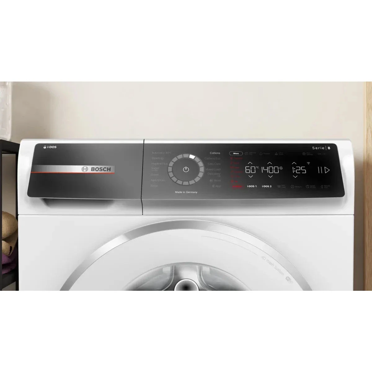 Bosch Series 8 Front Load Washing Machine, 9KG, 1400 RPM, with i-DOS Detergent Saver System, Wi-Fi, White, WGB244A0GC - Image 2