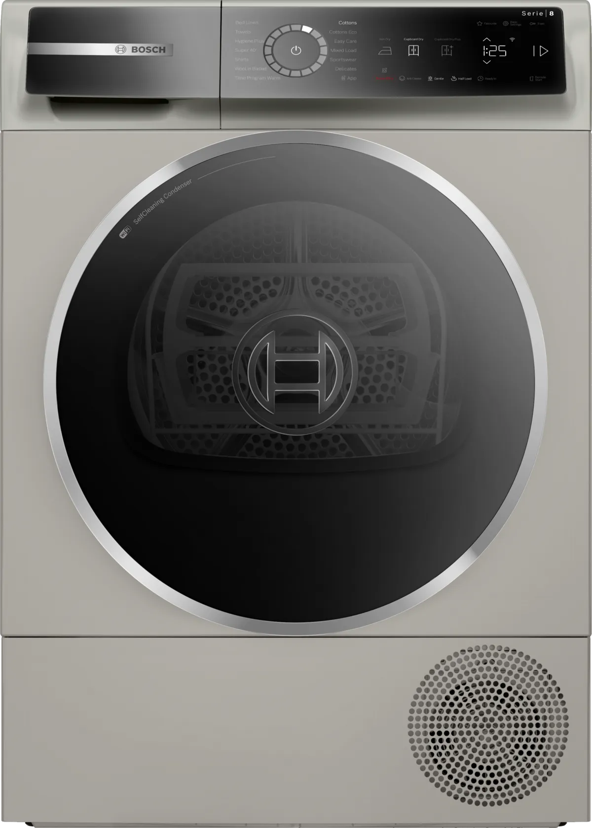 Bosch Series 8 heat pump tumble dryer 9 kg Silver inox, WQB245BXGC