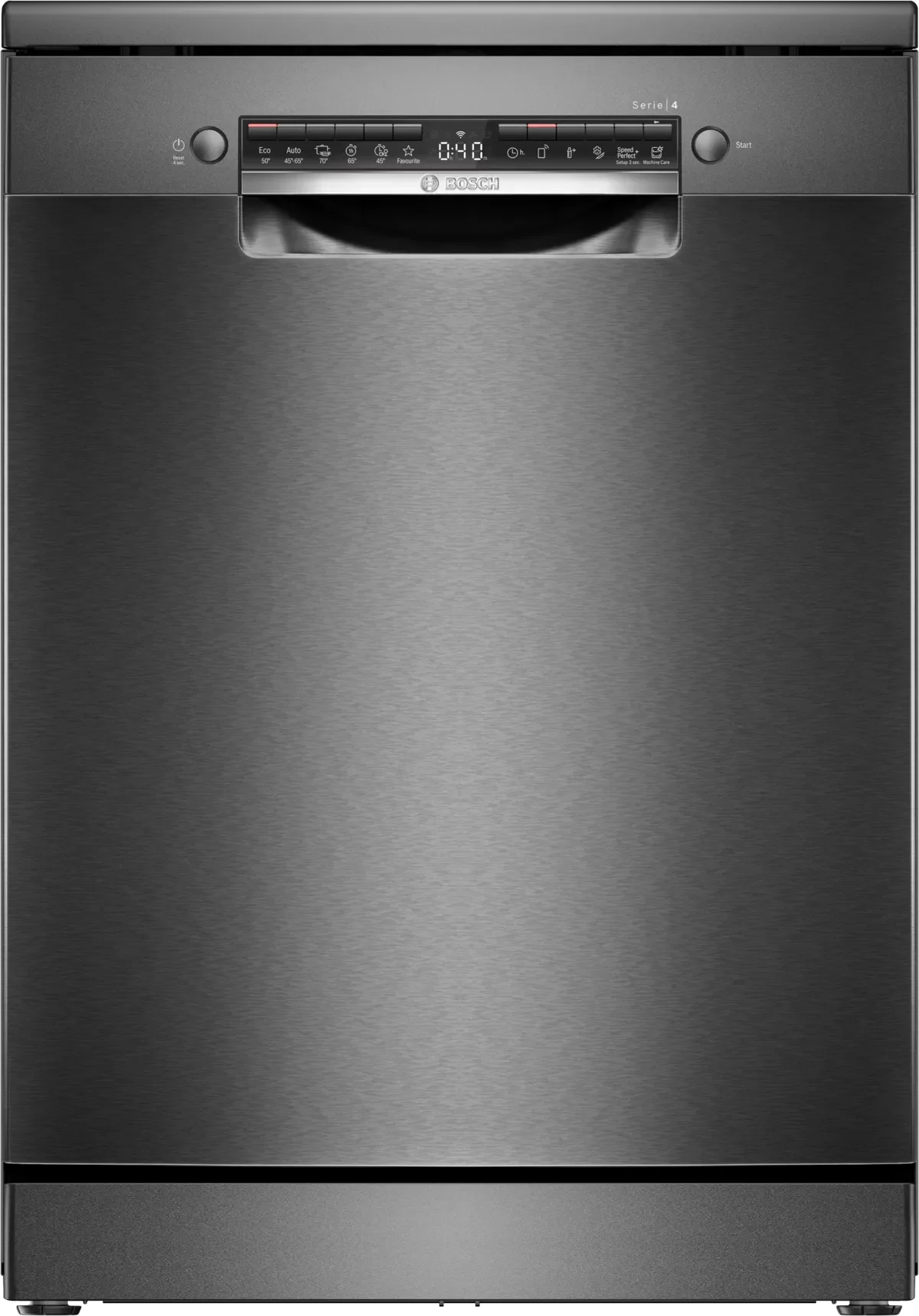 BOSCH Series 4 free-standing dishwasher, 14 Place Setting, Brushed black steel anti-fingerprint, SMS4HMC25M