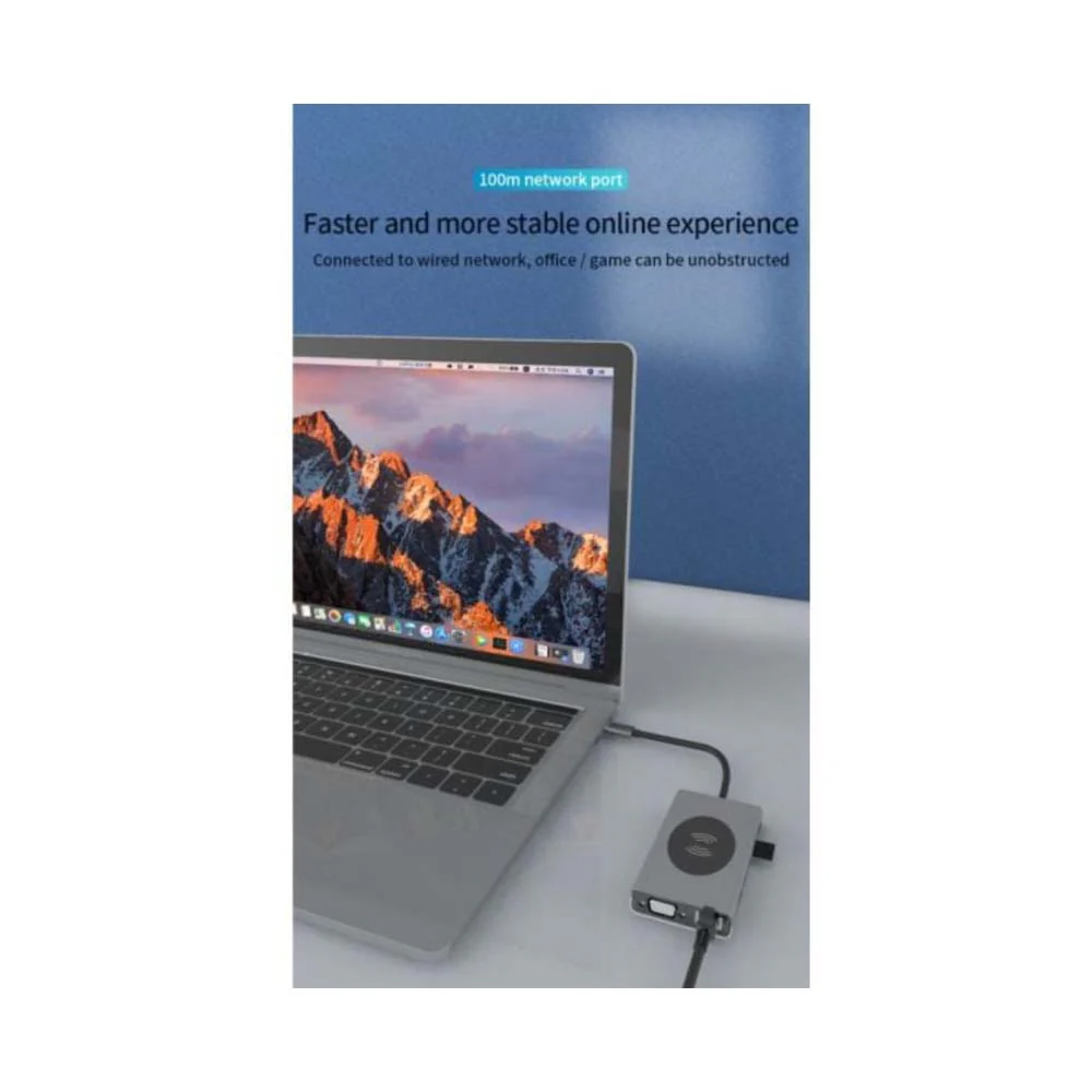 BrandTech 13-in-1 USB-C Hub With Wireless Charger Grey - Image 4