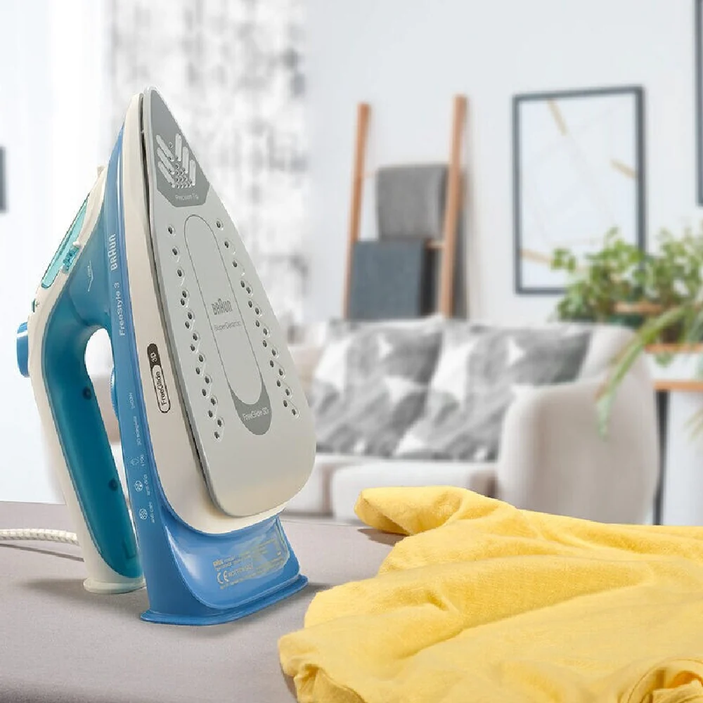 Braun FreeStyle 3 Steam Iron with 3D FreeGlide Technology, SuperCeramic Sole, Ultimate FastClean, Automatic Shut-Off, Tank 270 ml, 2400 W Iron FI 3144 Blue - Image 4