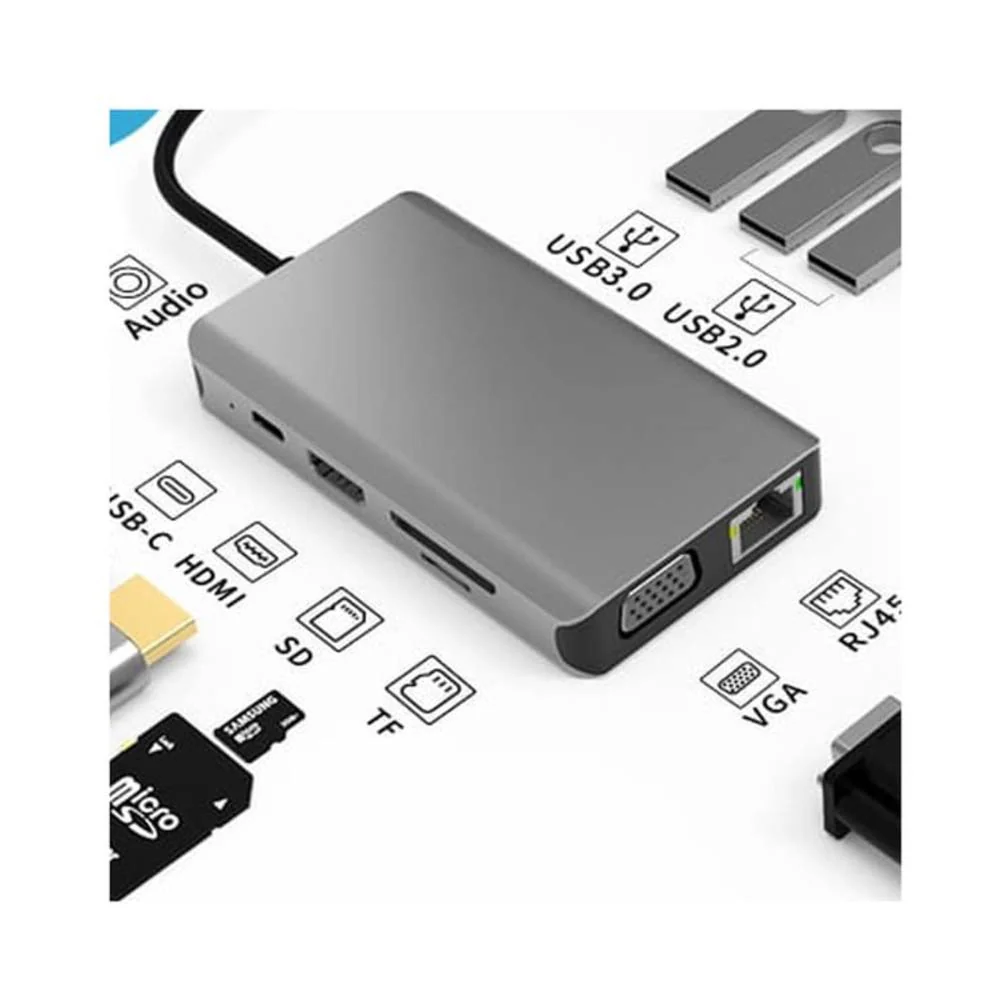 BrandTech 10-In-1 USB Type-C Hub Black - Image 4