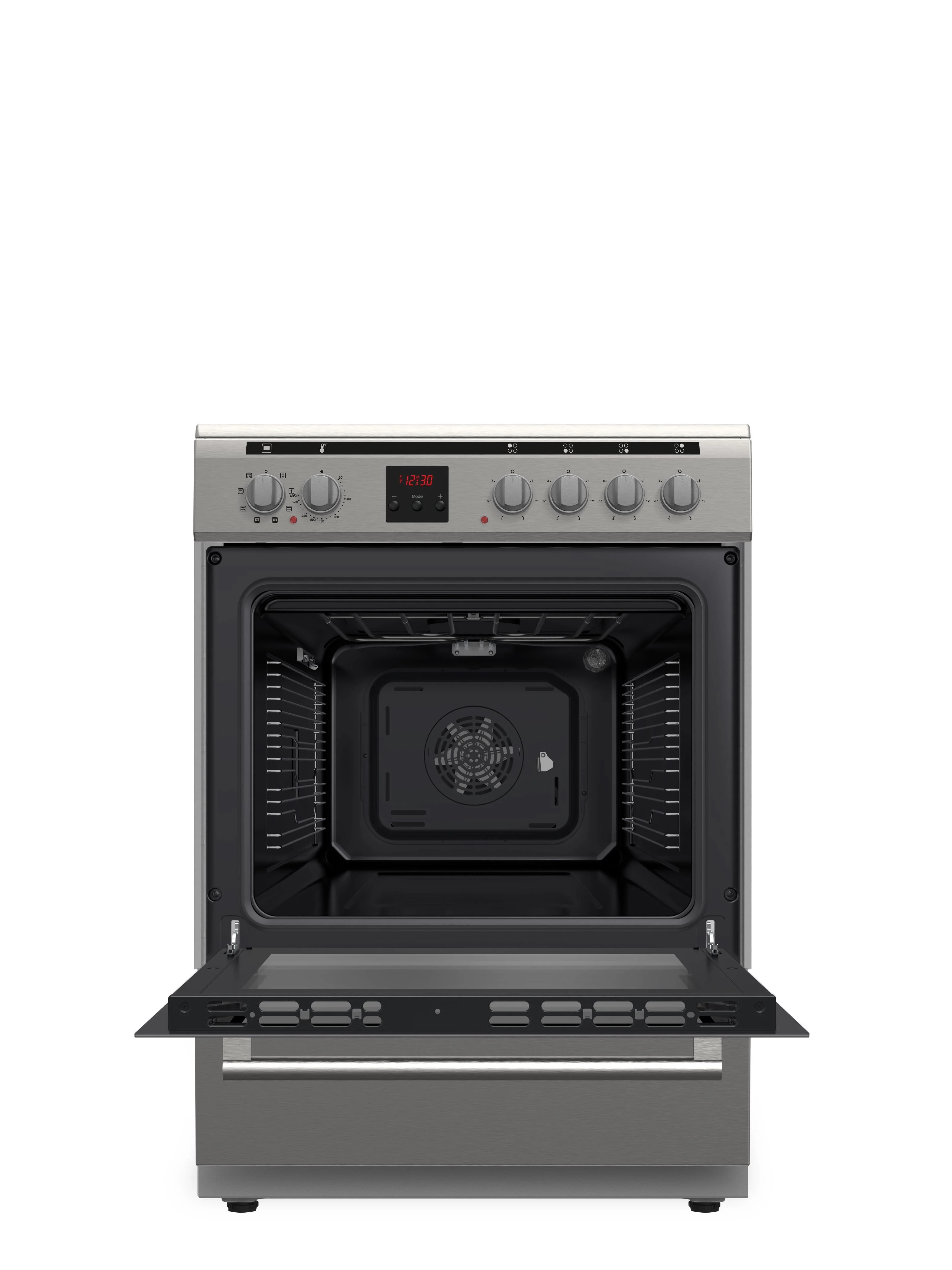 Daewoo Ceramic Electric Cooker 60 Cm, 60x60, Convection Fan 65L Capacity, Made in Turkiye, Schott Ceran Ceramic, Full Safety, Easy-Clean Oven, Electric oven, Stainless steel, DCC-S664HF - Image 2