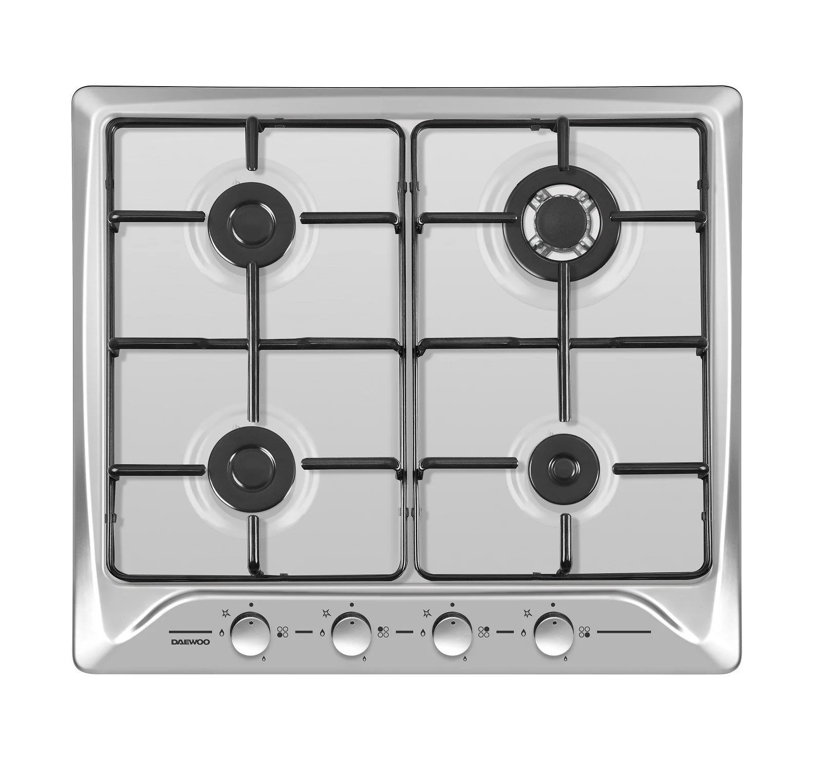 Daewoo Gas Hob 60cm, 4 burners, 60x60, Auto-Cut off, Sabaf Burners, Full Safety, Multipurpose hobs, Anti-Slip, Stainless steel, DGT-S664T