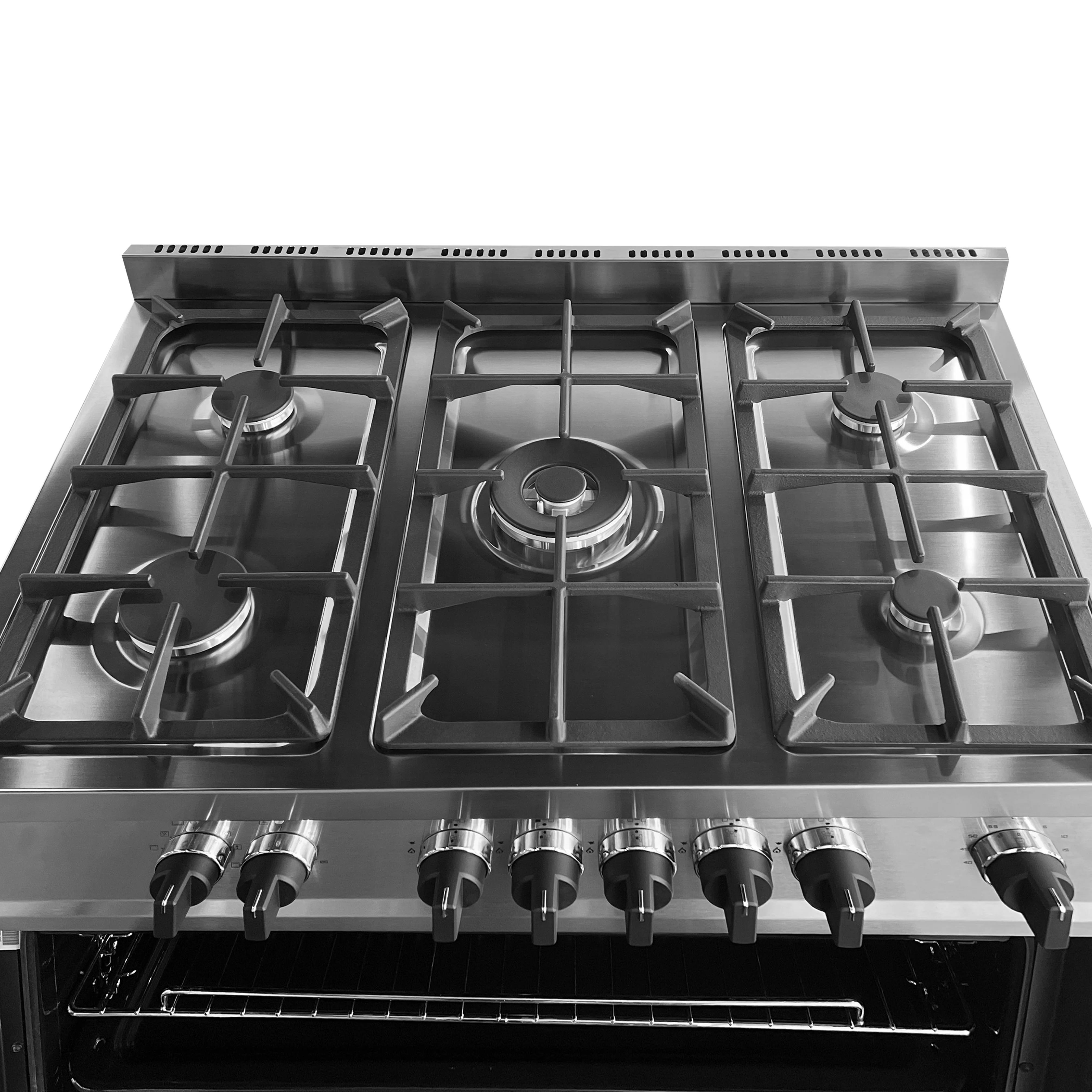 Daewoo Multifunction Gas Cooker with Electric Oven 60cm, cast iron, Full safety, double ring burner, Sabaf burners, convection fan, 90 Litre Capacity, Electric oven, Stainless steel, DGE-S965HE - Image 2