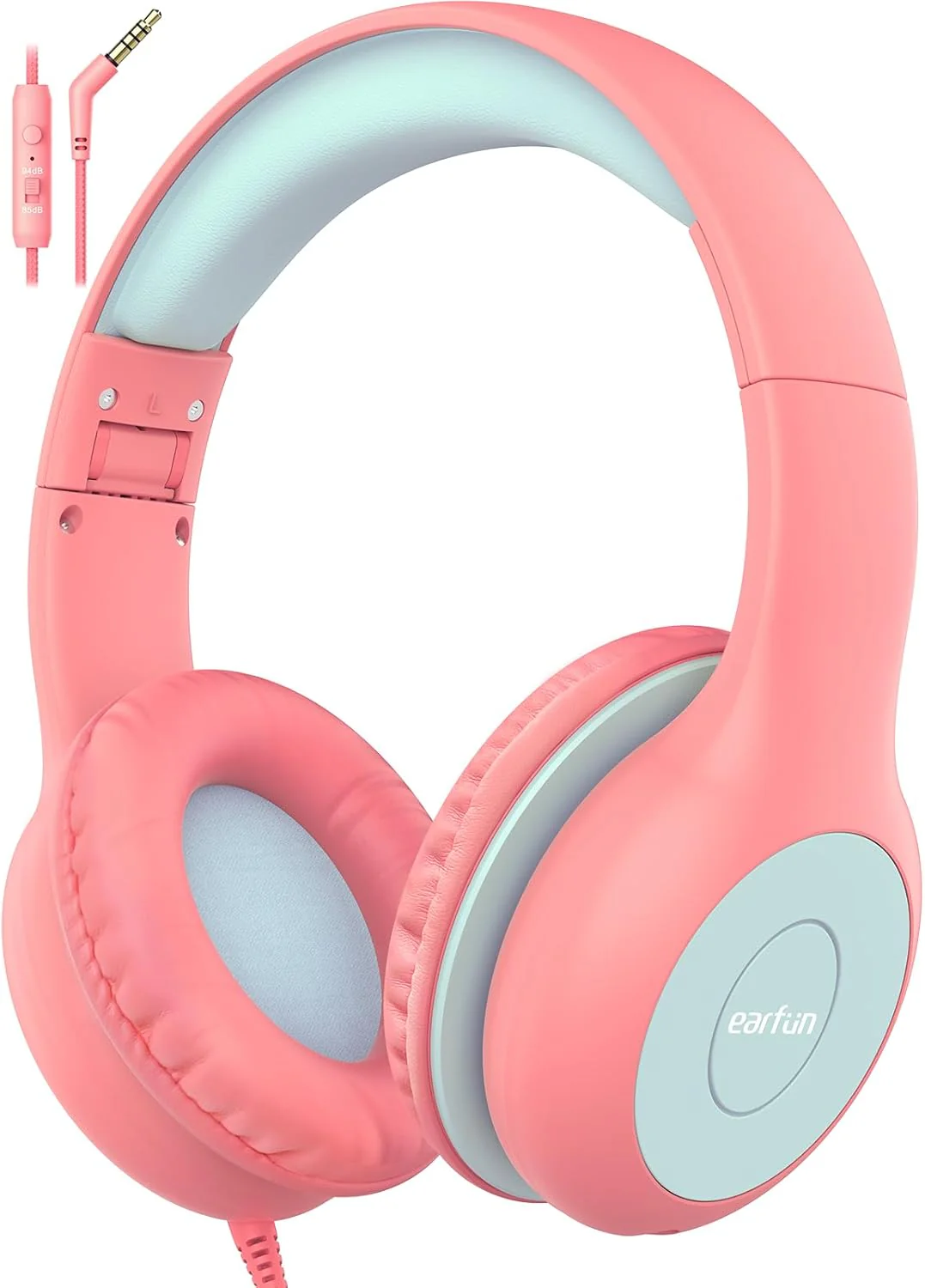 EarFun K2 Kids Bluetooth Headphones, Kids Headphones with Volume Limited, 40H Playtime, Bluetooth 5.0 Headphones with Mic, Stereo Sound, Foldable Over-Ear Headphones for Kids/School/Travel/iPad/Tablet