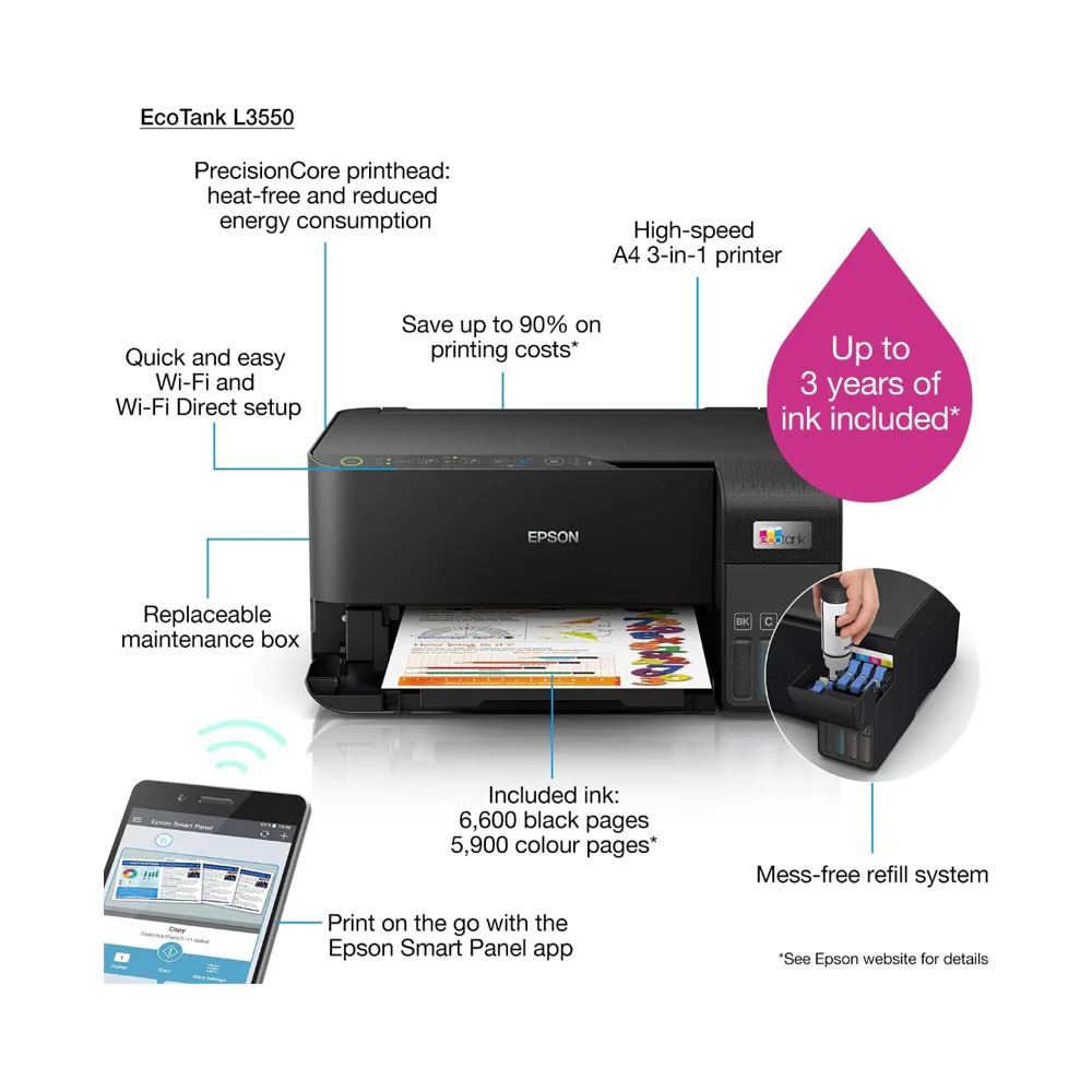EPSON EcoTank Ink Tank Printer Black, L3560 - Image 6