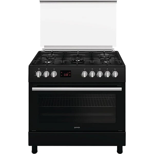Gorenje, GGI9C20B, 90 cm Freestanding Gas Cooker, 105 Litres Multifunction Oven with Fan, Cast Iron Pan Support, One Hand Ignition, Catalytic Self Cleaning oven sides, Matt Black, 1 Year Warranty - Image 2