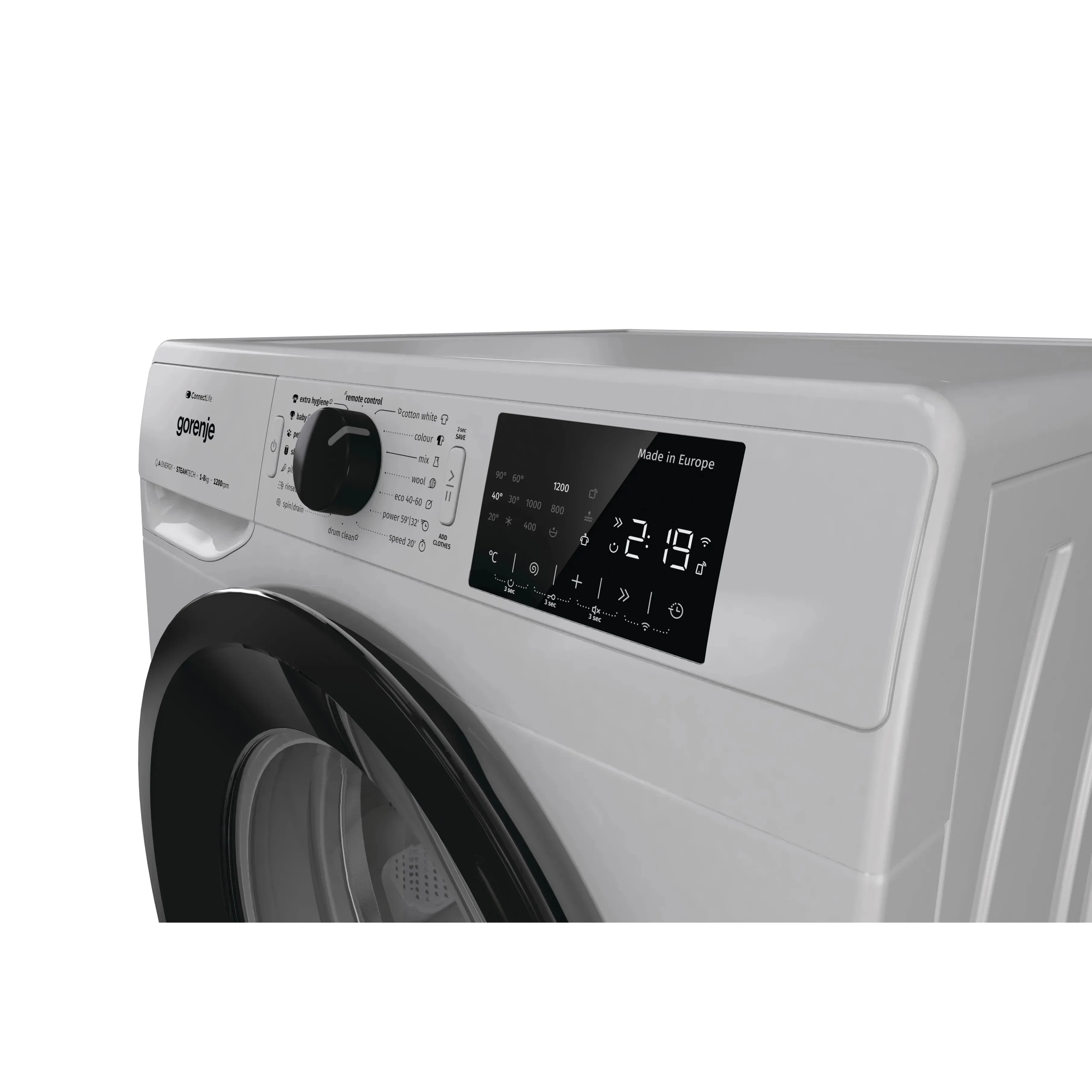 Gorenje Smart Front Load Washing Machine, 8KG, Wi-Fi, 1200 RPM, Grey, WPNEI82A1SWA - Image 6
