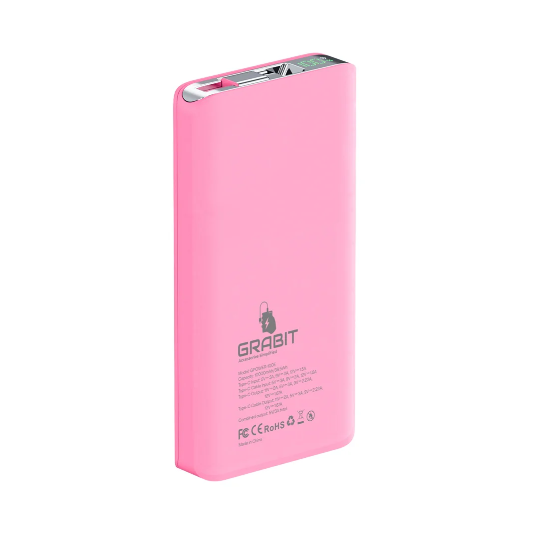 GRABIT GPOWER-100E PWR 10KMAH PD PINK