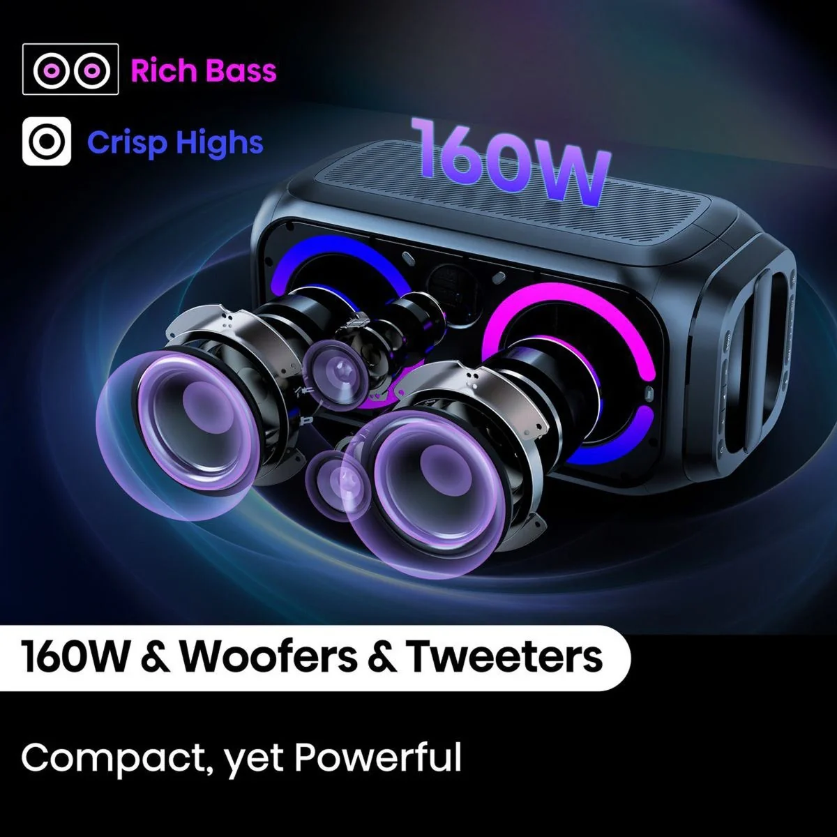 Hisense Portable Bluetooth Party Speaker, 160W, 12Hr Battery, IPX4 – Party Rocket 160 - Image 4