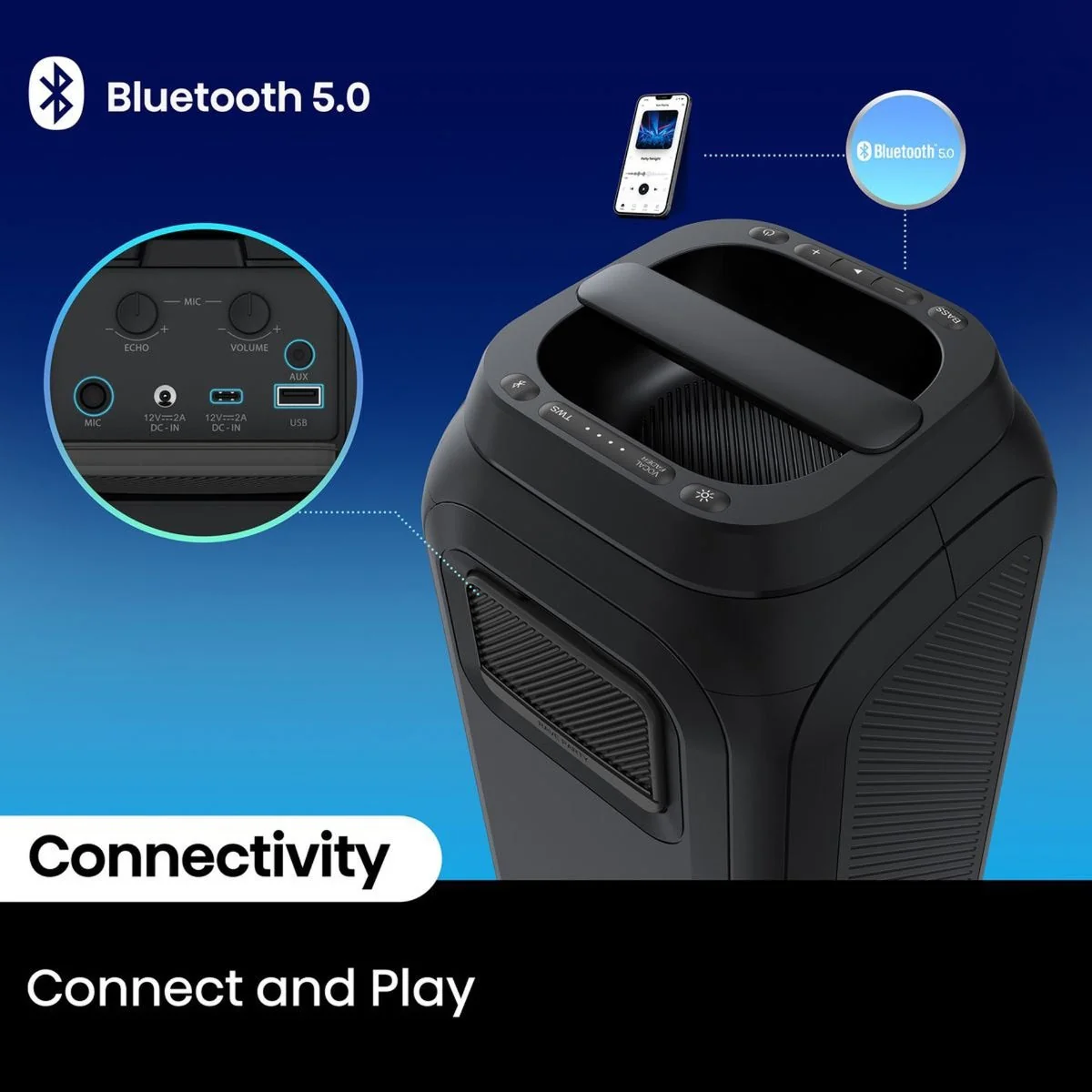 Hisense Portable Bluetooth Party Speaker, 160W, 12Hr Battery, IPX4 – Party Rocket 160 - Image 5