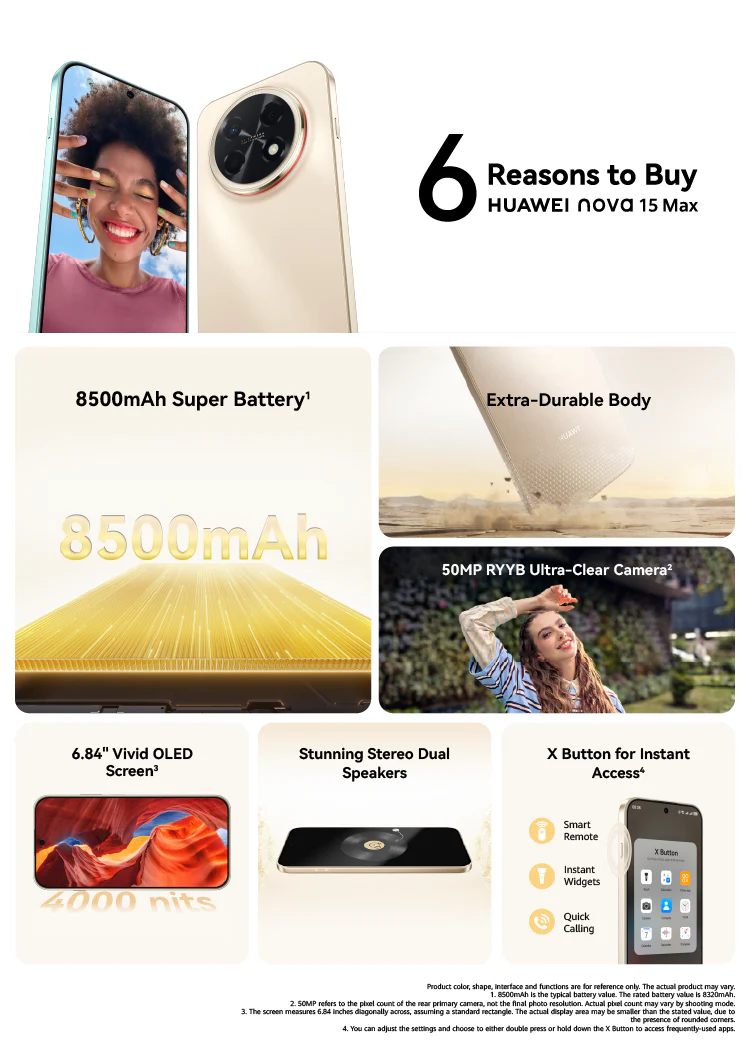 HUAWEI Nova 15 Max 8GB+256GB Lake Cyan + FreeBuds SE 2 - Image 5
