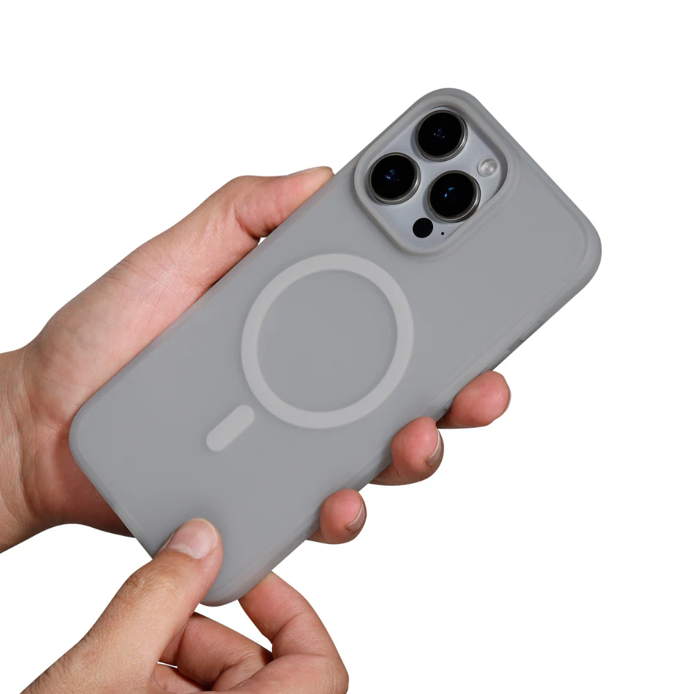 Infinyty Airify Ultra-Thin Semi-Transparent Silicone MagSafe Case for iPhone 16 Pro, Dark Grey - Image 3