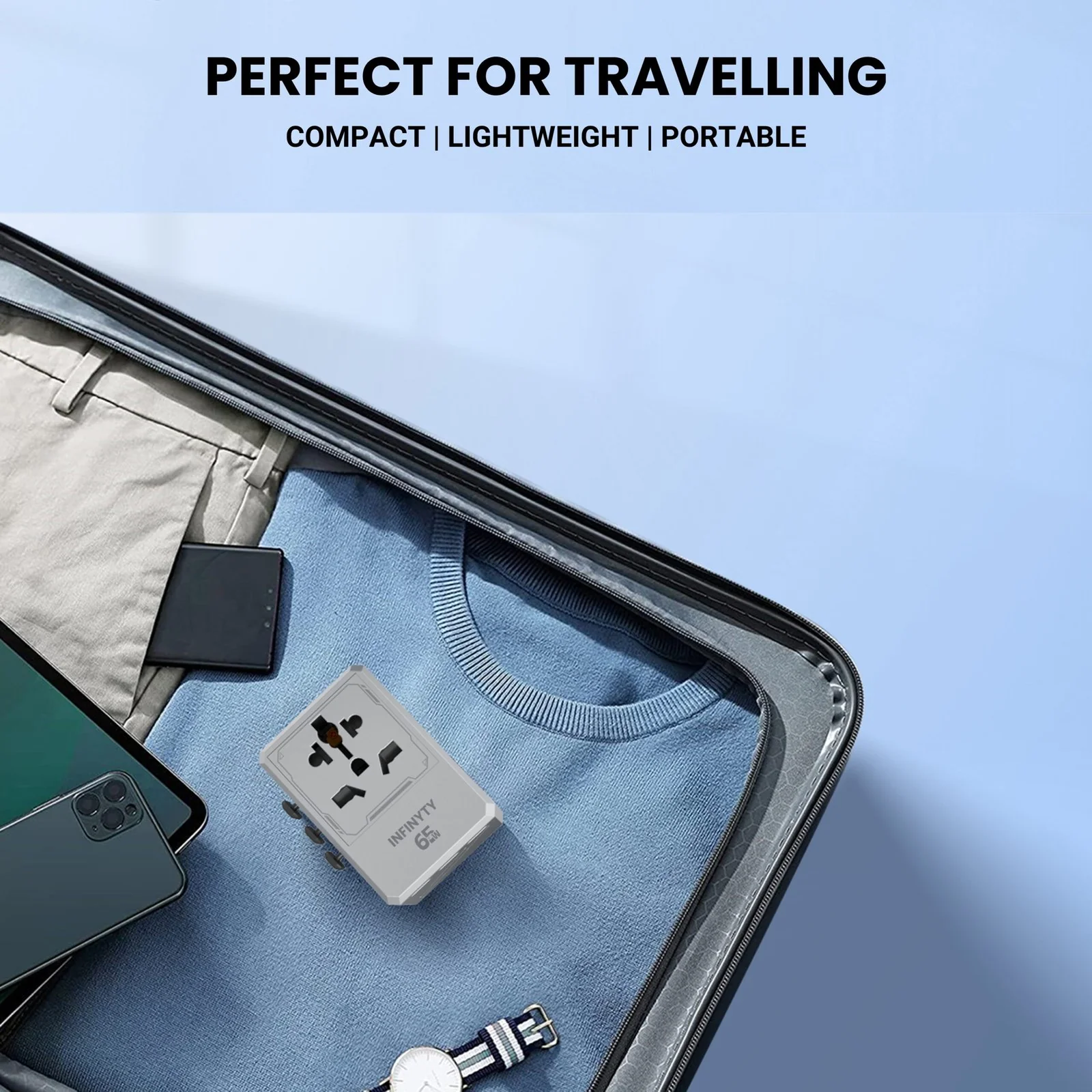 Infinyty Atlas-65 Universal Travel Adaptor 65W Silver - Image 4