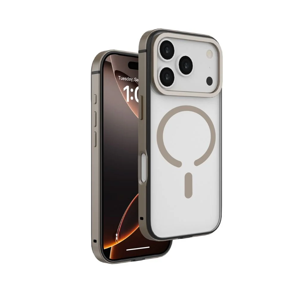 Infinyty Cirra Clear Case with Metallic Accents iPhone 17 Pro, Natural Titanium