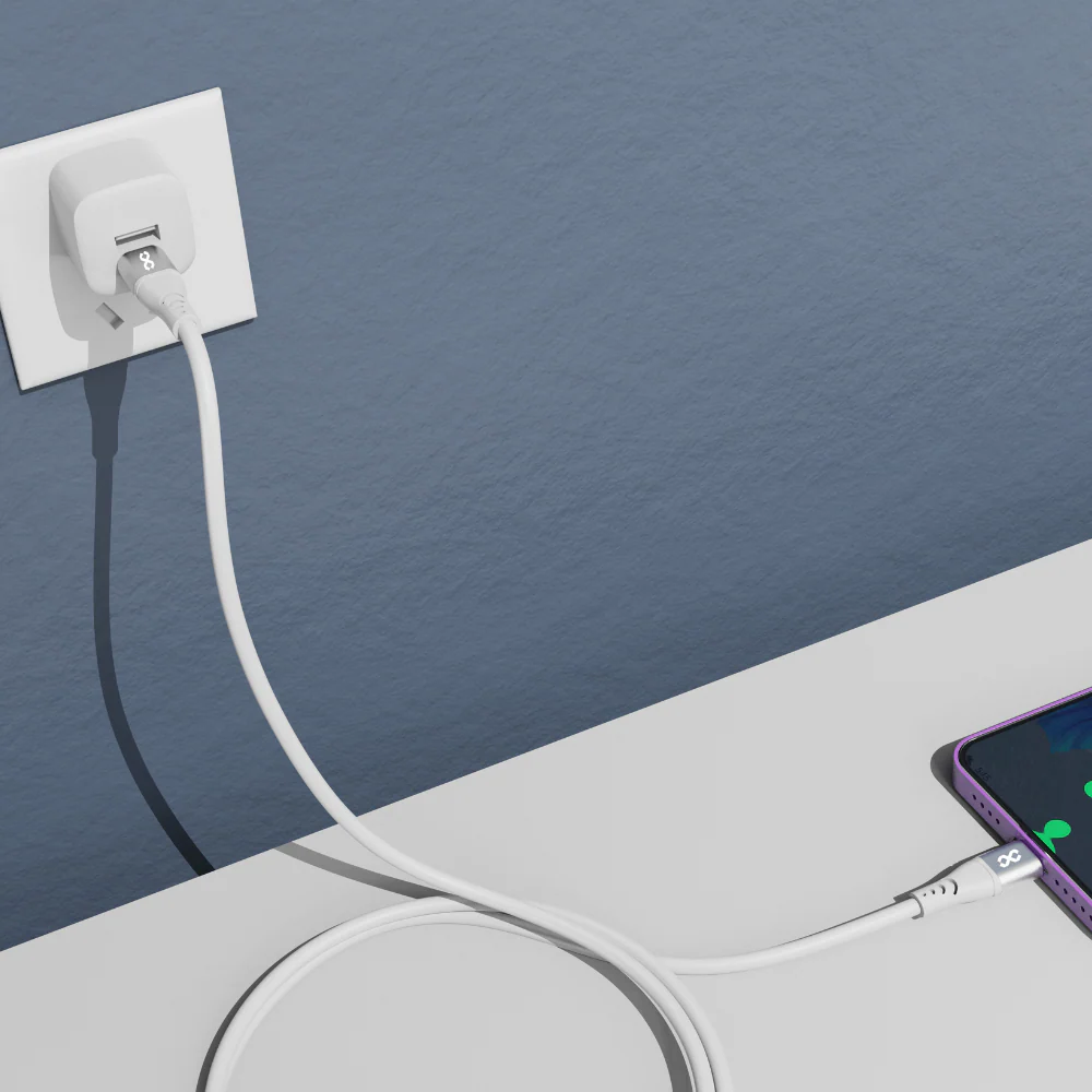 Infinyty DuoFlex-I Silicone USB-C to USB-C Cable, 100W, 1m, White - Image 3