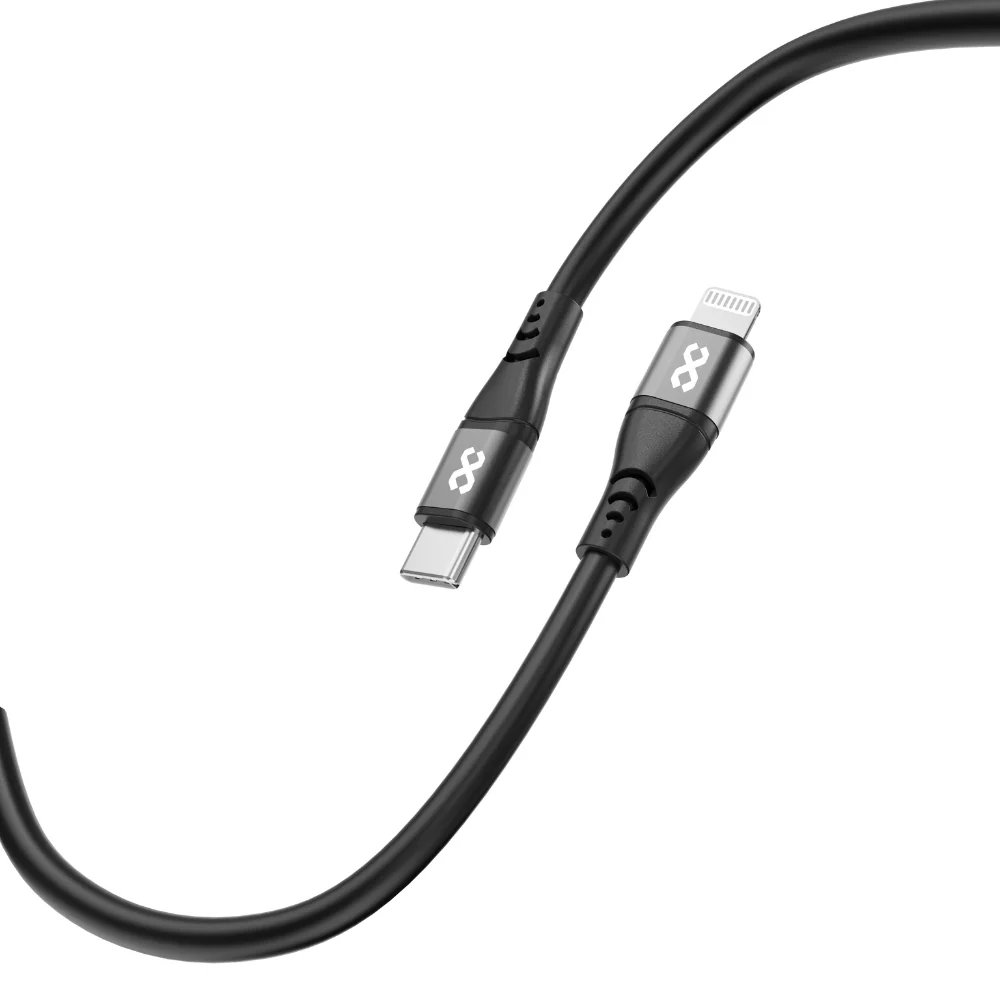 Infinyty Flexera Silicone Lightning Cable USB-C to Lightning, 60W, 1m, Black - Image 2