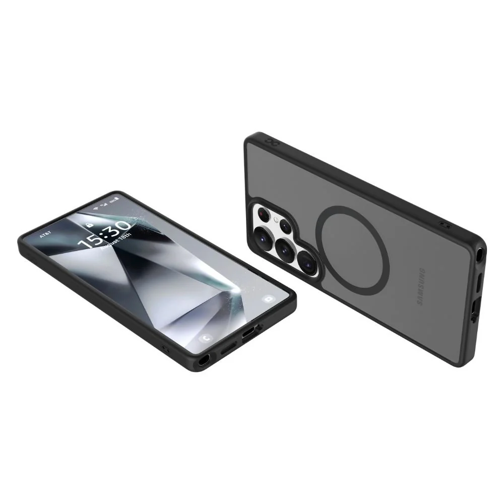 Infinyty Gleam Hybrid Matte Soft Touch MagSafe Case for Samsung Galaxy S25 Ultra, Black - Image 3