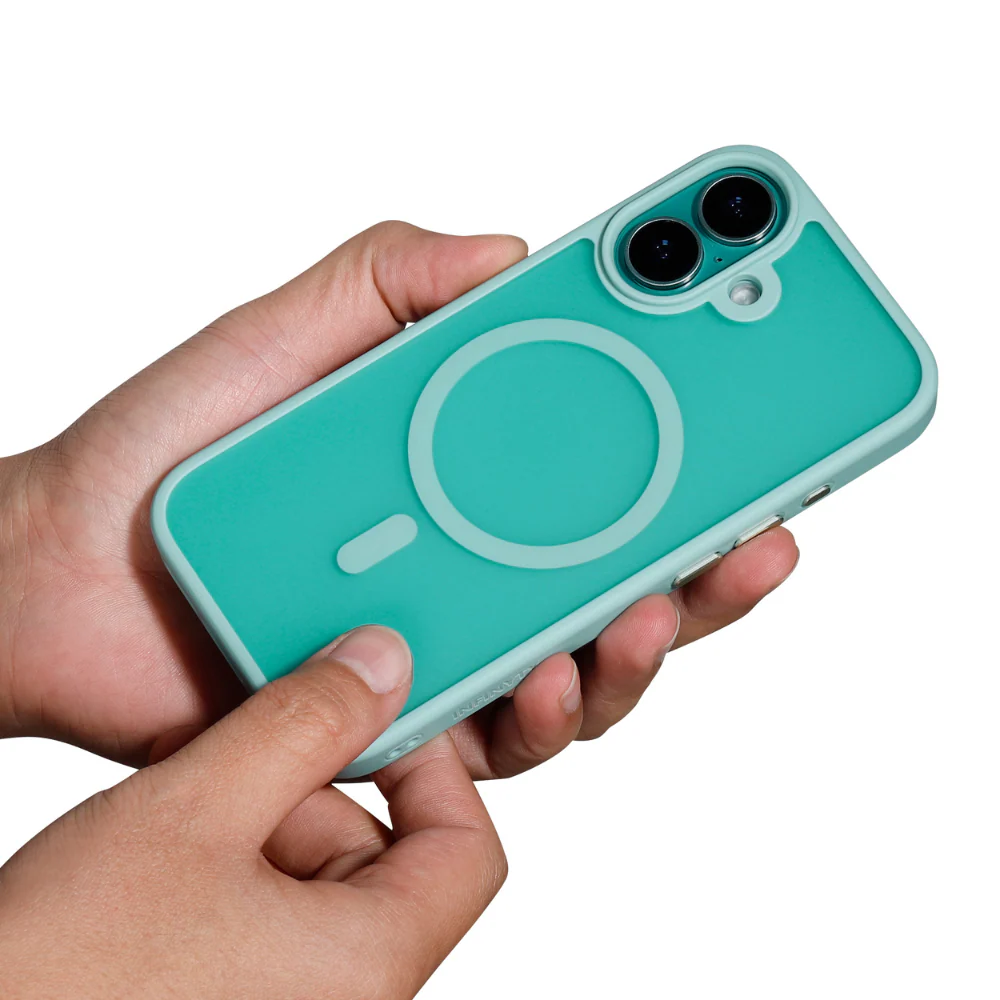 Infinyty Gleam Hybrid Matte Soft Touch MagSafe Case iPhone 16 Plus, Teal - Image 2
