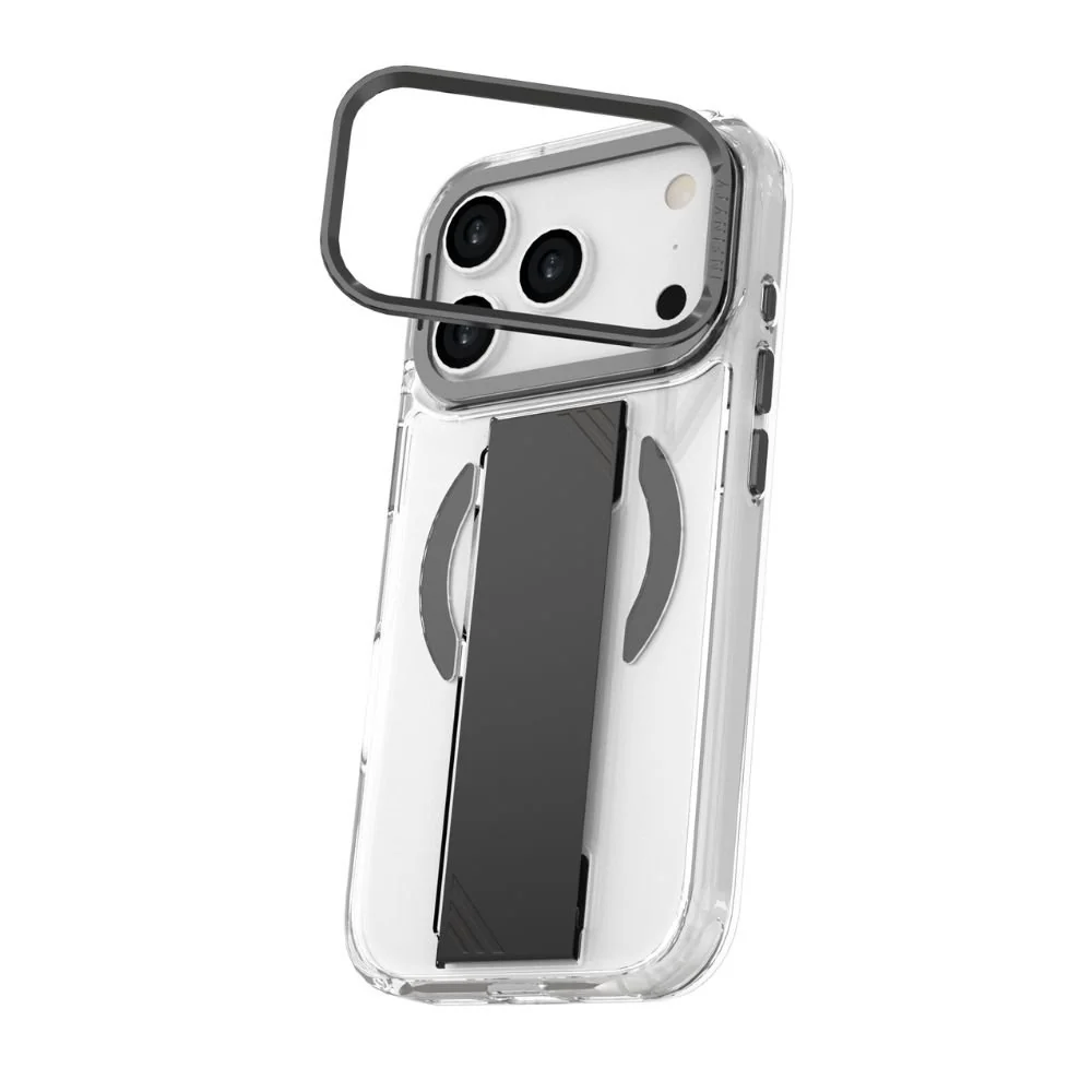 Infinyty Grypsta Clear iPhone Case with Black Grip and Metallic Camera Stand for iPhone 17 Pro - Image 4