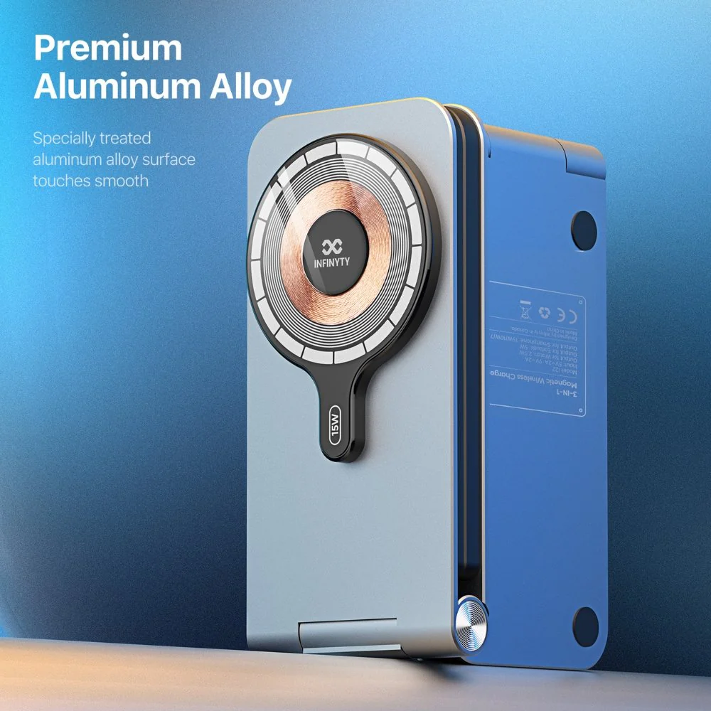 Infinyty MagIQ Hub 3-in-1 Magnetic Wireless Charger, Grey - Image 11