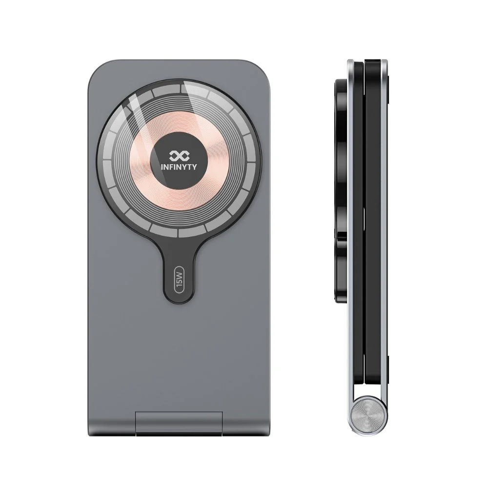 Infinyty MagIQ Hub 3-in-1 Magnetic Wireless Charger, Grey - Image 2
