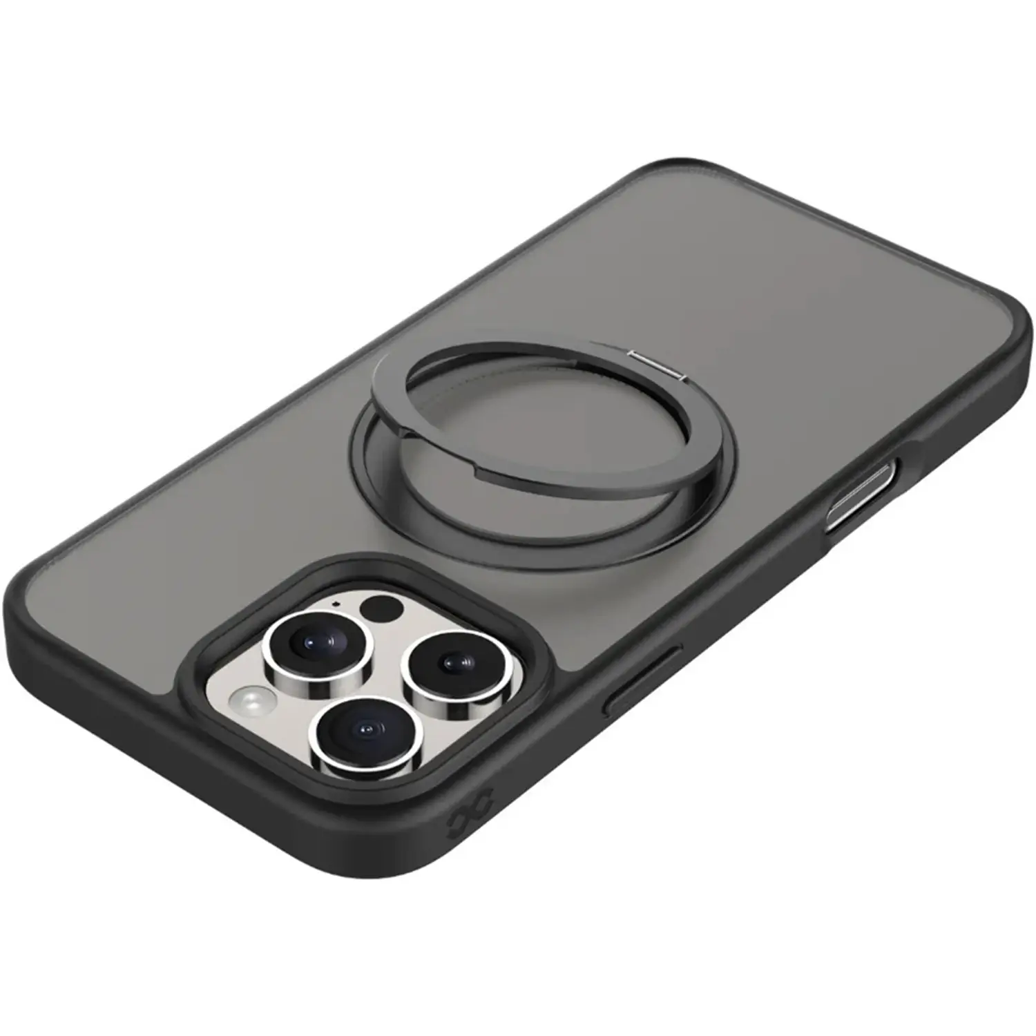 Infinyty Pristine Transparent Case with Metal Edges, Ring with Rotatable Stand for iPhone 16 Pro, Grey