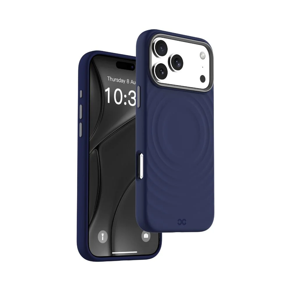 Infinyty QUIVERX Ripple Case with Metallic Camera Frame for iPhone 17 Pro, Blue