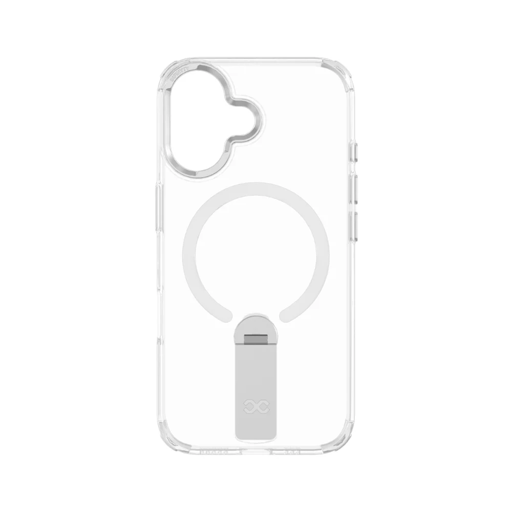 Infinyty Stanzo Transparent Case with Silver Metal Camera Ring & Stand for iPhone 16 - Image 6