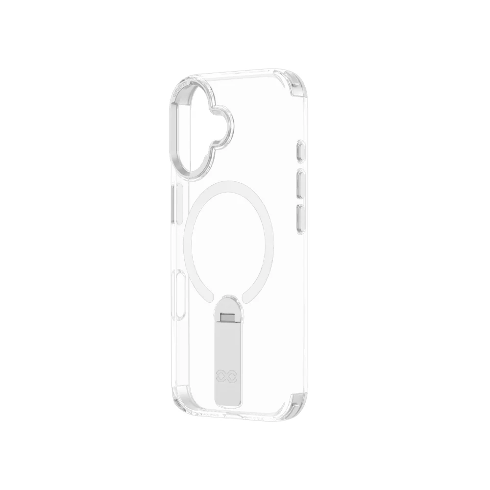 Infinyty Stanzo Transparent Case with Silver Metal Camera Ring & Stand for iPhone 16 Plus - Image 4