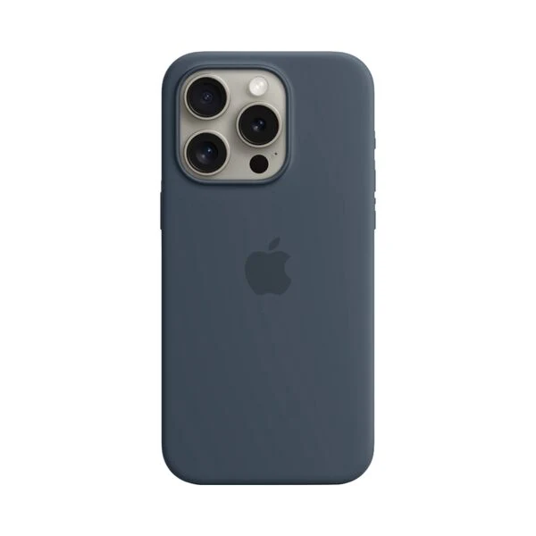 Apple iPhone 15 Pro Silicone Protective Case Cover With MagSafe Storm Blue