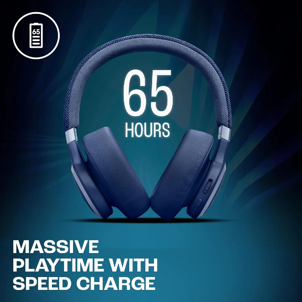 JBL Live 770 Wireless Noise Cancelling  On-Ear Headphone Blue - Image 4