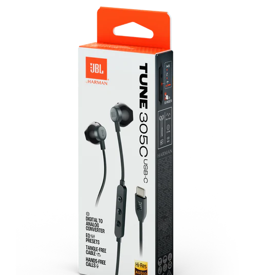 JBL TUNE 305C In Ear Headphone, Wired, USB-C, Hi Res, Black - Image 4