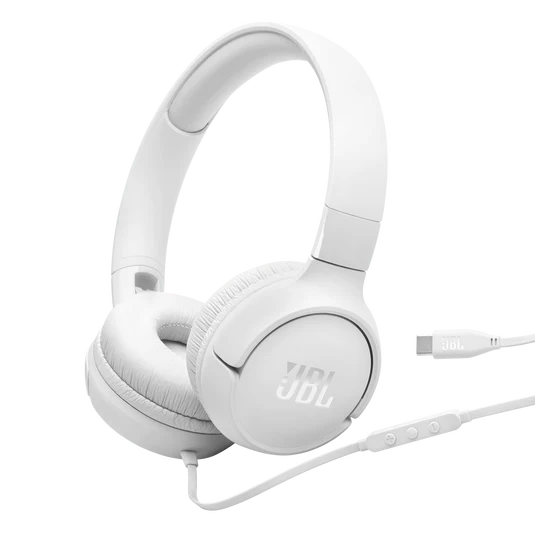 JBL Tune 520C USB-C Wired Headphones White