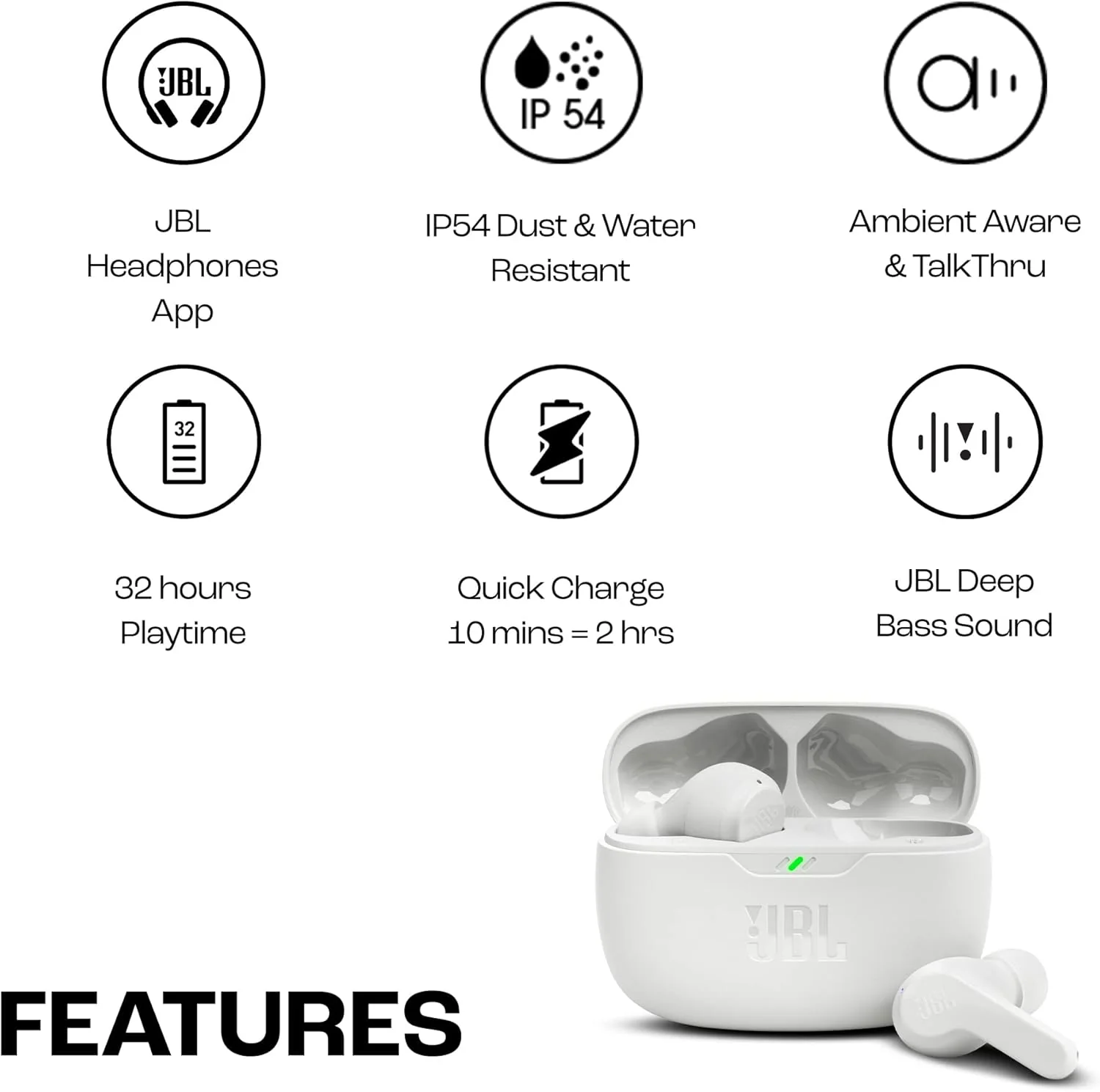 JBL WaveBeam 2 True Wireless Earbuds White - Image 4