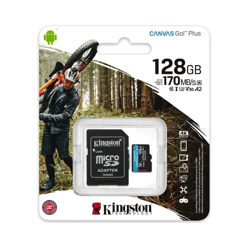 Kingston Canvas Go! Plus microSDXC Memory Card with SD Adapter 128GB Black - Image 4