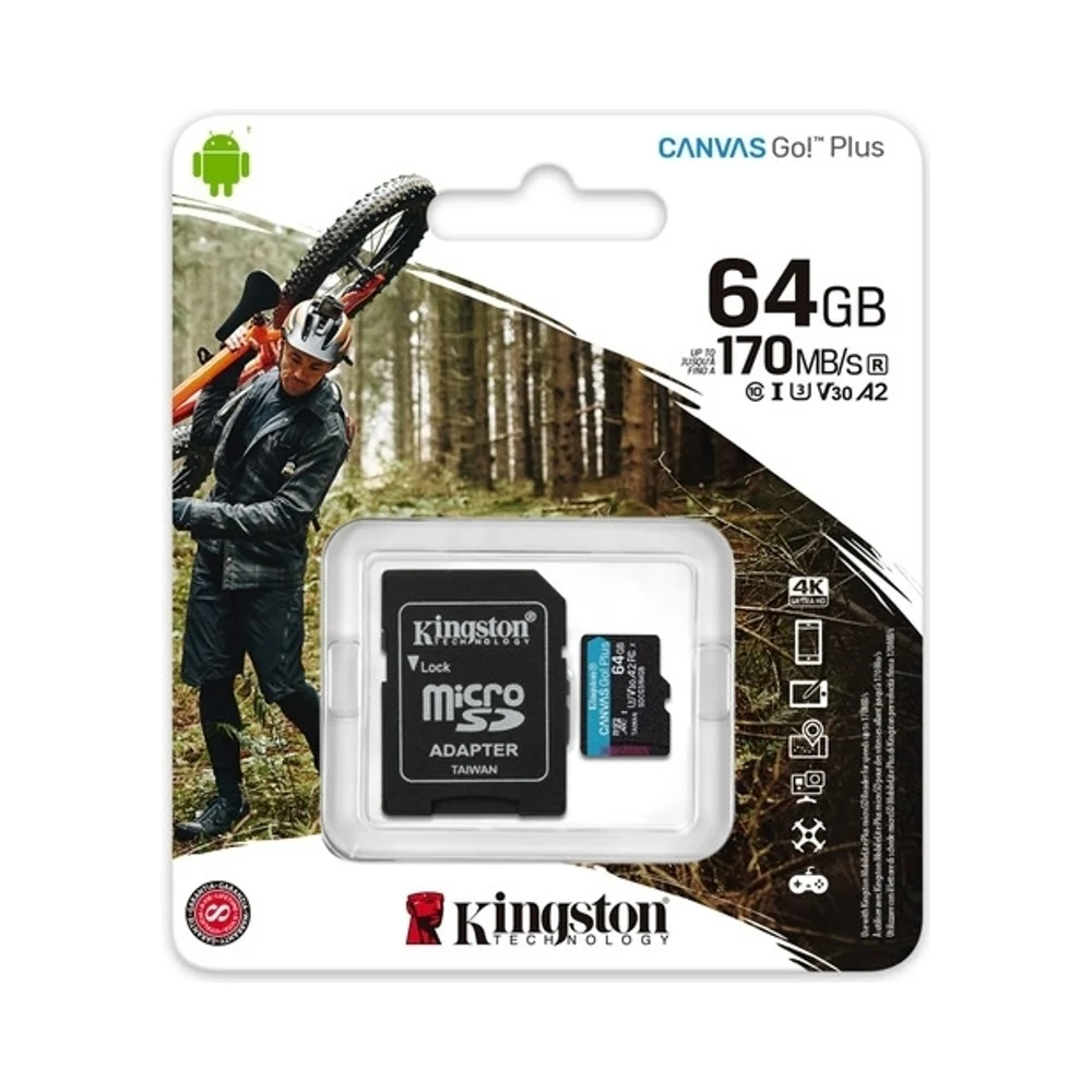 Kingston Canvas Go! Plus microSDXC Memory Card with SD Adapter 64GB Black - Image 5