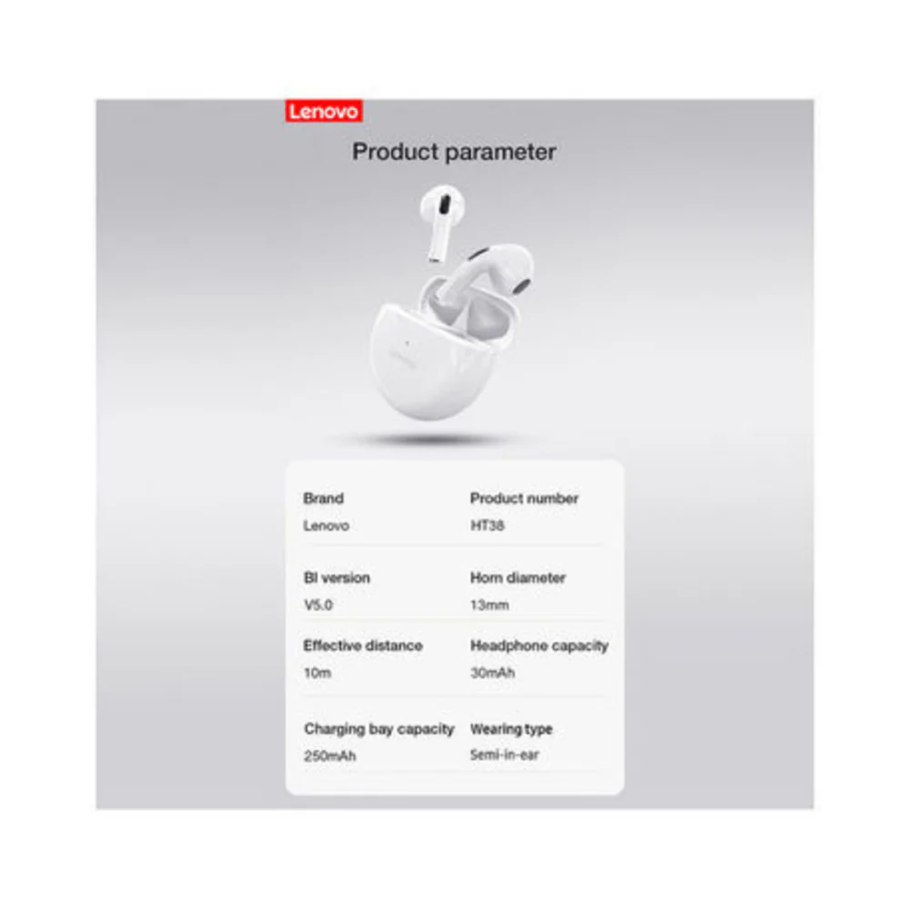 Lenovo LivePods TWS Bluetooth Portable Earbuds White - Image 5