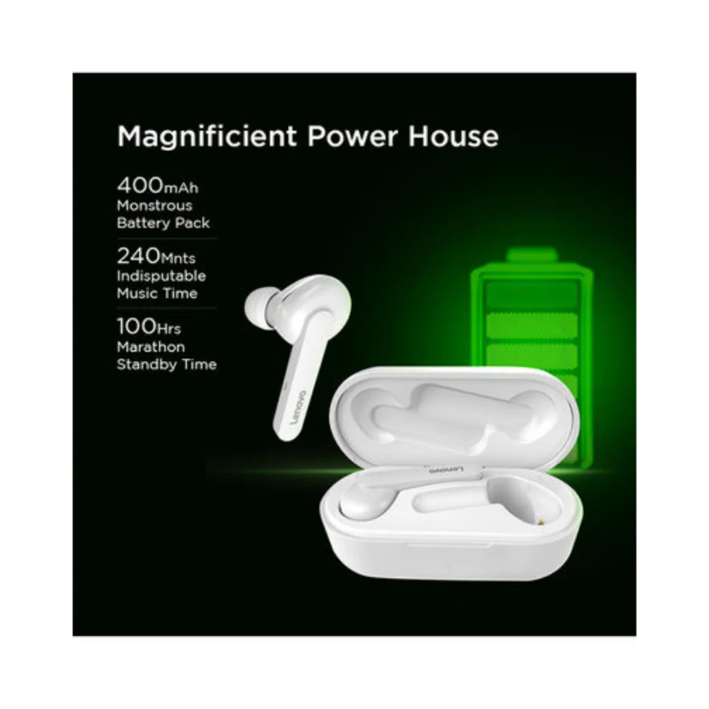 Lenovo True Wireless Stereo Earbuds with Charging Case White - Image 5