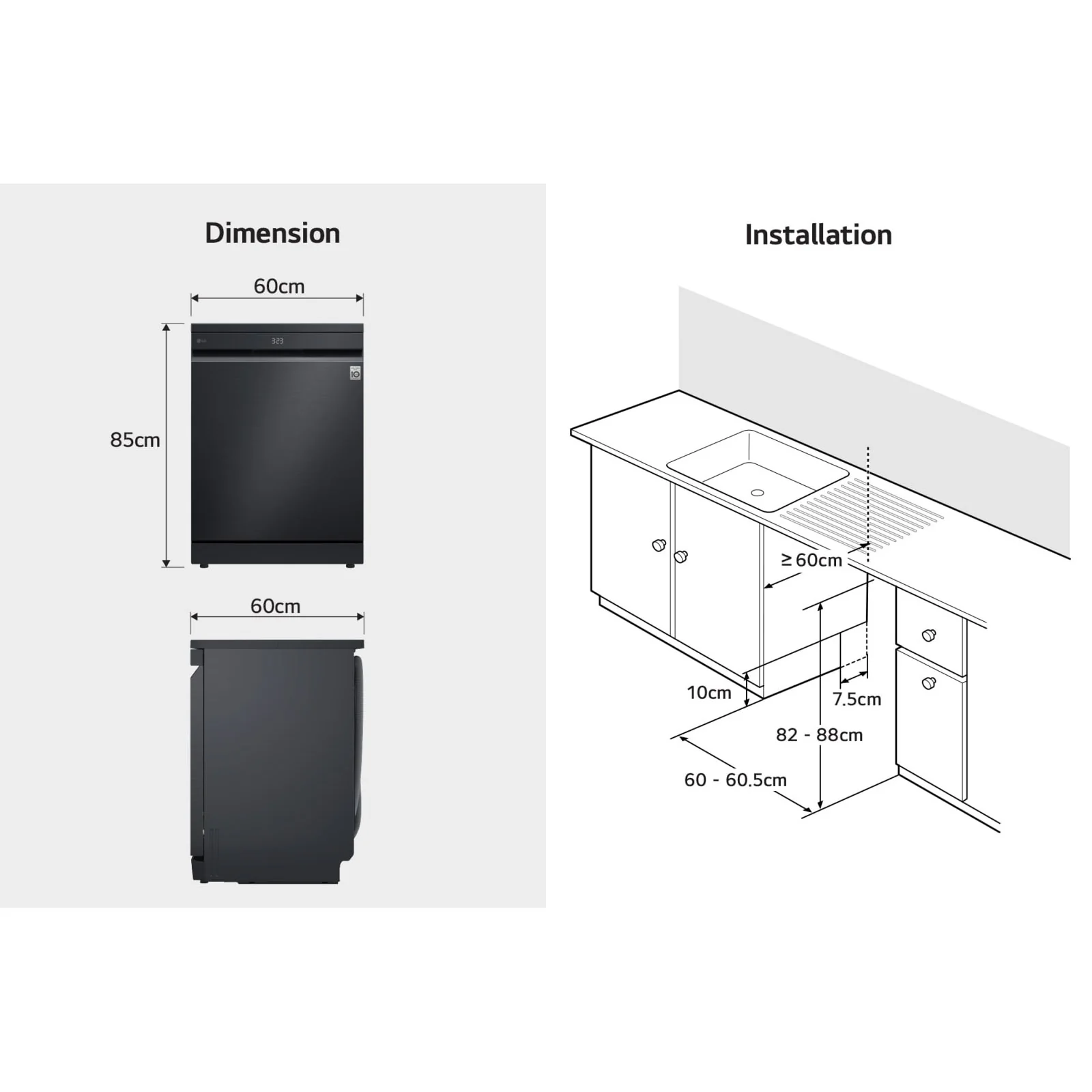 LG 14 Place Settings QuadWash Dishwasher with TrueSteam, Auto Open Dry and Heat Dry, Matte Black, DFC287HMS - Image 7