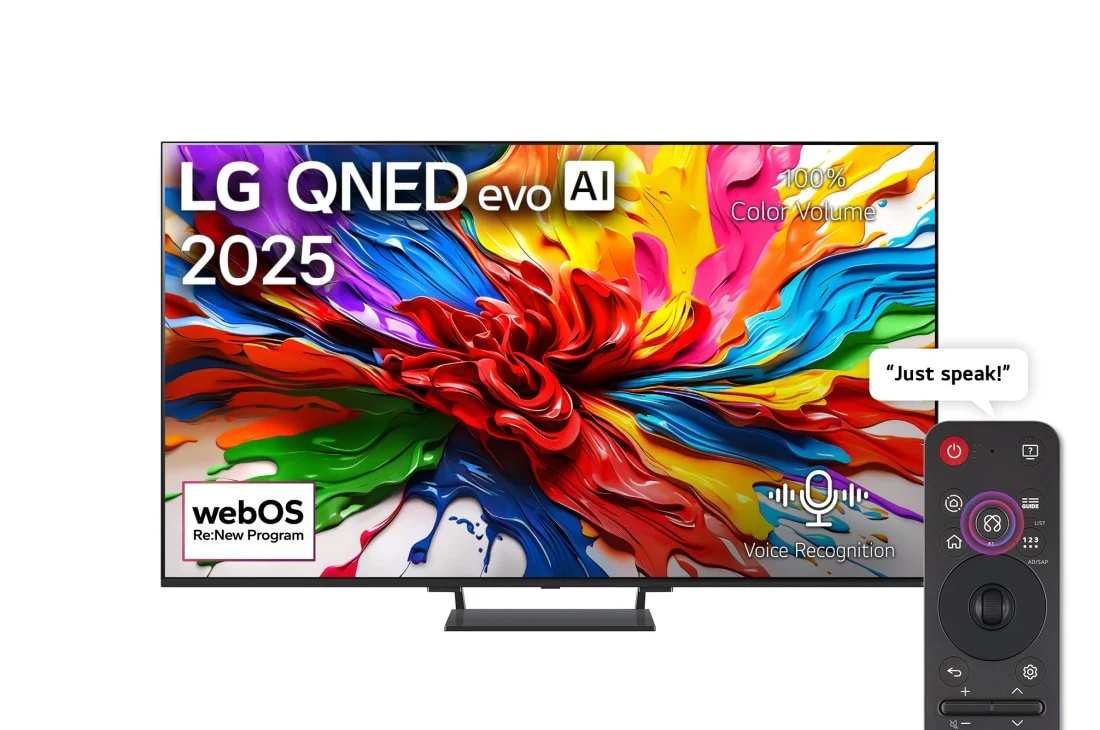 LG 65-inch QNED evo AI QNED93 4K 144Hz Smart Television AI Magic remote webOS25 (2025)